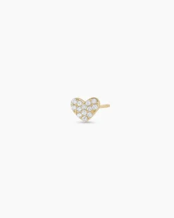 gorjana Diamond Pavé Heart Single Stud 14k Solid Gold Outlet