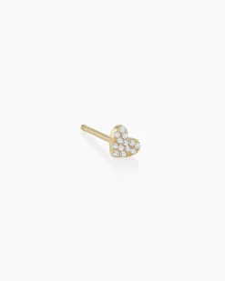 gorjana Diamond Pavé Heart Single Stud 14k Solid Gold Outlet