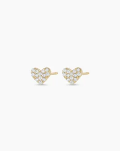 gorjana Diamond Pavé Heart Studs 14k Solid Gold Outlet