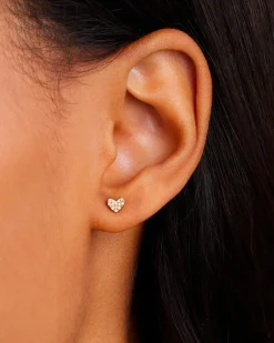 gorjana Diamond Pavé Heart Studs 14k Solid Gold Outlet
