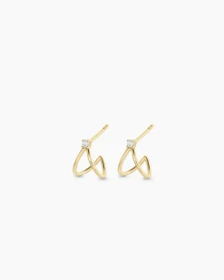 gorjana Diamond Solitaire Split Huggies 14k Solid Gold New