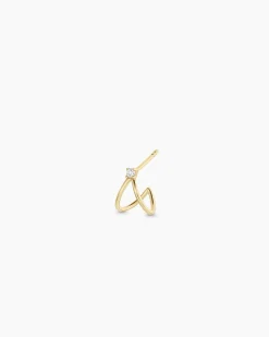 gorjana Diamond Solitaire Split Single Huggie 14k Solid Gold Outlet