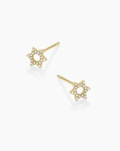 gorjana Diamond Star of David Studs 14k Solid Gold Hot