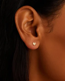 gorjana Diamond Vintage Heart Single Stud 14k Solid Gold Clearance