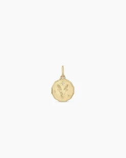 gorjana Diamond Zodiac Coin Charm 14k Solid Gold Outlet