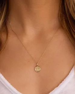 gorjana Diamond Zodiac Coin Charm 14k Solid Gold Outlet
