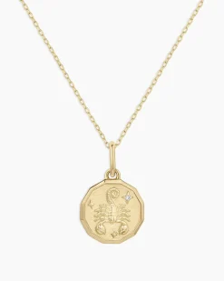 gorjana Diamond Zodiac Coin Charm Necklace 14k Solid Gold Clearance