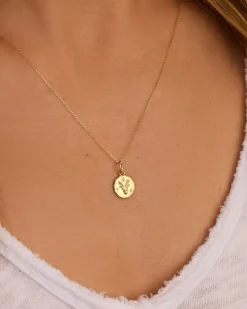 gorjana Diamond Zodiac Coin Charm Necklace 14k Solid Gold Clearance