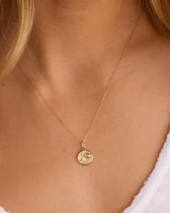 gorjana Diamond Zodiac Coin Charm Necklace 14k Solid Gold Clearance
