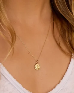 gorjana Diamond Zodiac Coin Charm Necklace 14k Solid Gold Clearance