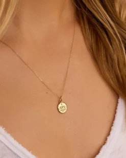 gorjana Diamond Zodiac Coin Charm Necklace 14k Solid Gold Clearance