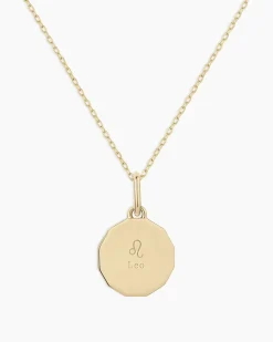 gorjana Diamond Zodiac Coin Charm Necklace 14k Solid Gold Clearance