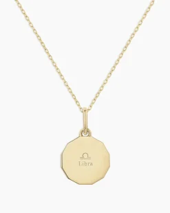 gorjana Diamond Zodiac Coin Charm Necklace 14k Solid Gold Clearance