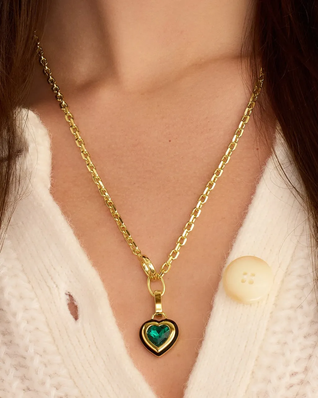 gorjana Emerald Heart Tag Charm 18k Gold Plated Sale