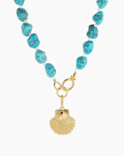 gorjana Gold Scallop Shell Charm Necklace 18k Gold Plated Outlet