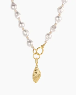 gorjana Gold Tulip Shell Charm Necklace 18k Gold Plated Discount