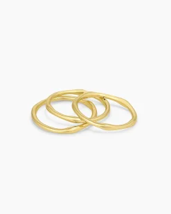 gorjana Jagger Ring Set 18k Gold Plated New