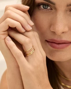 gorjana Jagger Ring Set 18k Gold Plated New