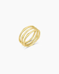 gorjana Jagger Ring Set 18k Gold Plated New