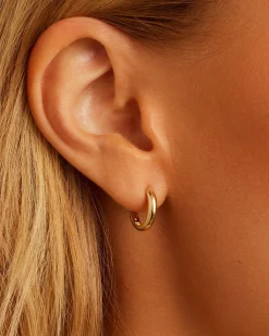 gorjana 14k Gold Lou Helium Single Huggie 14k Solid Gold New