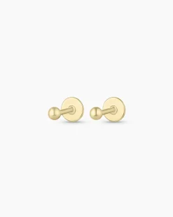 gorjana 14k Gold Newport Flat Back Studs 14k Solid Gold New