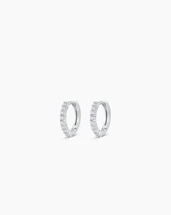 gorjana 14k White Gold Diamond Pavé Huggies 14k Solid White Gold Outlet