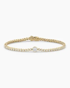 gorjana Lab Grown Diamond Circle Tennis Bracelet 14k Solid Gold New