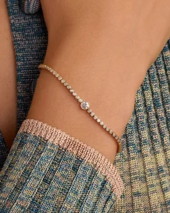 gorjana Lab Grown Diamond Circle Tennis Bracelet 14k Solid Gold New