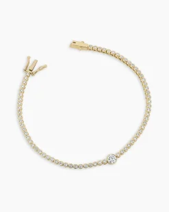 gorjana Lab Grown Diamond Circle Tennis Bracelet 14k Solid Gold New