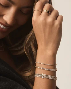 gorjana Lab Grown Diamond Circle Tennis Bracelet 14k Solid Gold New
