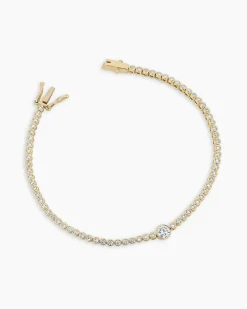 gorjana Lab Grown Diamond Circle Tennis Bracelet 14k Solid Gold New