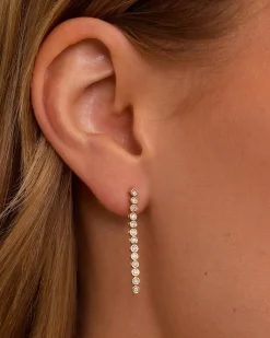 gorjana Lab Grown Diamond Classic Tennis Drop Earrings 14k Solid Gold New