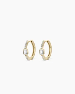 gorjana Lab Grown Diamond Emerald Huggies 14k Solid Gold Outlet