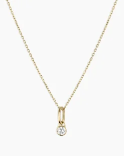 gorjana Lab Grown Diamond Halo Charm Necklace 14k Solid Gold Sale