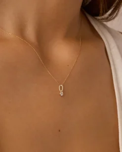 gorjana Lab Grown Diamond Halo Charm Necklace 14k Solid Gold Sale