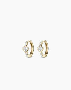 gorjana Lab Grown Diamond Heart Huggies 14k Solid Gold Discount