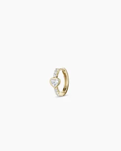 gorjana Lab Grown Diamond Heart Single Huggie 14k Solid Gold Clearance