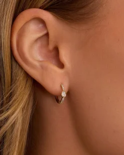 gorjana Lab Grown Diamond Pear Single Huggie 14k Solid Gold Hot