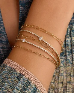 gorjana Lab Grown Diamond Pear Tennis Bracelet 14k Solid Gold Fashion