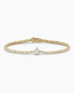 gorjana Lab Grown Diamond Pear Tennis Bracelet 14k Solid Gold Fashion