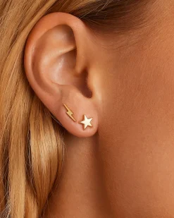 gorjana Lightning Single Stud 18k Gold Plated Hot