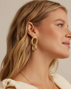 gorjana Lou Drop Earrings 18k Gold Plated Discount