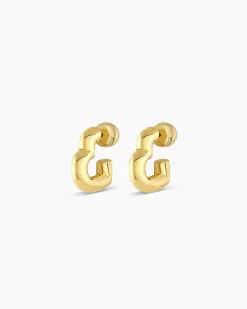 gorjana Lou Statement Heart Huggies 18k Gold Plated New