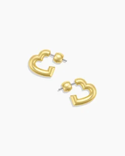 gorjana Lou Statement Heart Huggies 18k Gold Plated New