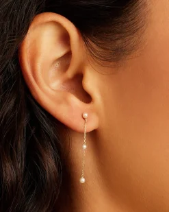 gorjana Newport Pearl Earrings 14k Solid Gold Hot