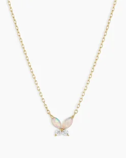 gorjana Opal Butterfly Necklace 14k Solid Gold New