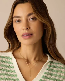 gorjana Pearl Lariat Necklace 14k Solid Gold Best