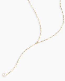 gorjana Pearl Lariat Necklace 14k Solid Gold Best