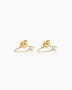 gorjana Pearl Newport Chain Huggies 14k Solid Gold Discount