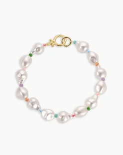 gorjana Pearl Rainbow Cove Bracelet 18k Gold Plated Outlet